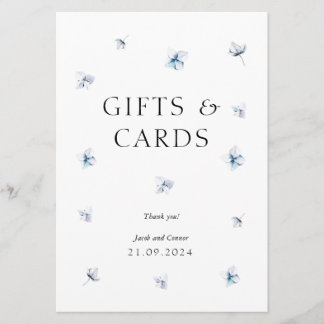 Elegant Blue Hydrangea Wedding Gifts & Cards Sign