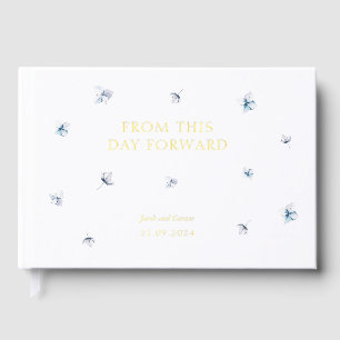 Elegant Blue Hydrangea Wedding Guest Book