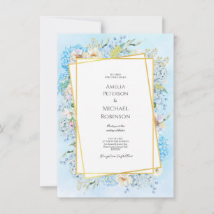 Elegant Blue Hydrangea Wedding Invitation