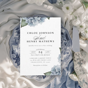 Elegant Blue Hydrangea Wedding Invitation