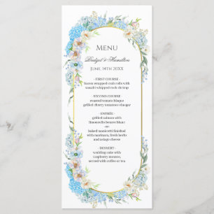 Elegant Blue Hydrangea Wedding Menu