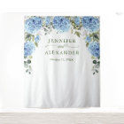 Elegant Blue Hydrangea Wedding Photo Backdrop