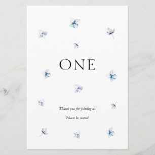 Elegant Blue Hydrangea Wedding Table Number Name