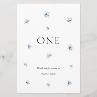 Elegant Blue Hydrangea Wedding Table Number Name