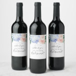 Elegant Blue Hydrangea | White Bridesmaid Proposal Wine Label<br><div class="desc">This elegant blue hydrangea white bridesmaid proposal wine label is perfect for a spring or summer wedding. The classic floral design features soft powder blue watercolor hydrangeas accented with neutral blush pink flowers and green leaves.</div>