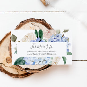 Elegant Blue Hydrangea White Wedding Website Enclosure Card