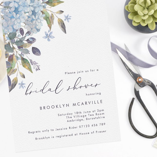 Elegant Blue Hydrangeas Bridal Shower Invitation (Creator Uploaded)