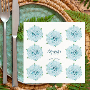 Elegant Blue Hydrangeas Floral Birthday Party Napkin