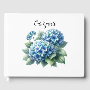 Elegant Blue Hydrangeas Guest Book