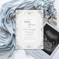 Elegant Blue Hydrangeas Photo Modern Baby Shower