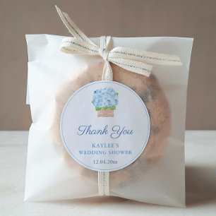 Elegant Blue Hydrangeas Wedding Shower Favour Classic Round Sticker