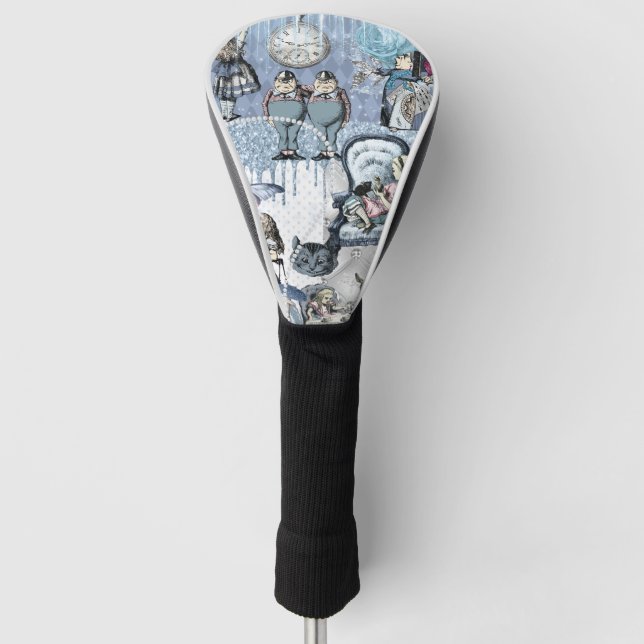 Elegant Blue Ice Glitter Alice in Wonderland Golf Head Cover (Front)