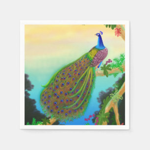 Elegant Blue Indian Peacock Napkins