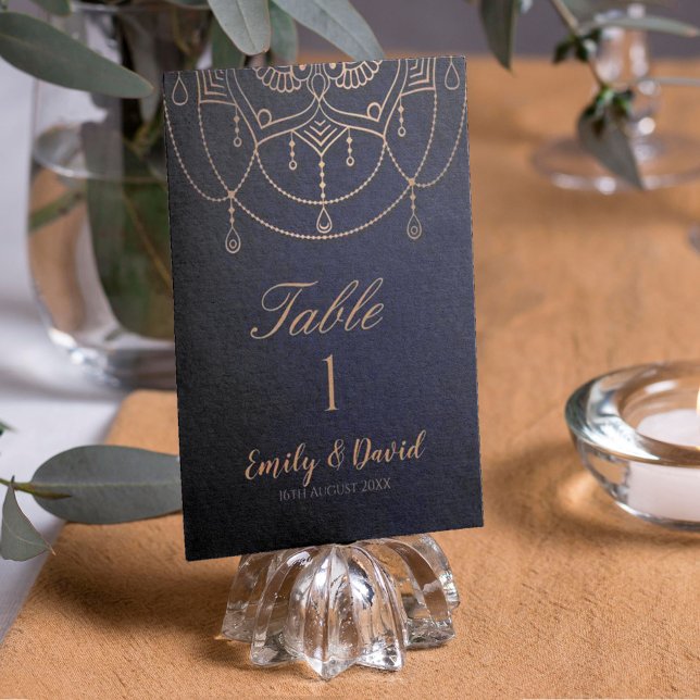 Elegant Blue Indian Tradiational Design Wedding Table Number (Creator Uploaded)