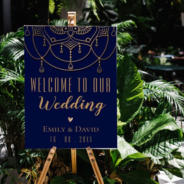 Elegant Blue Indian Traditional Design Welcome Poster (Creator Uploaded)