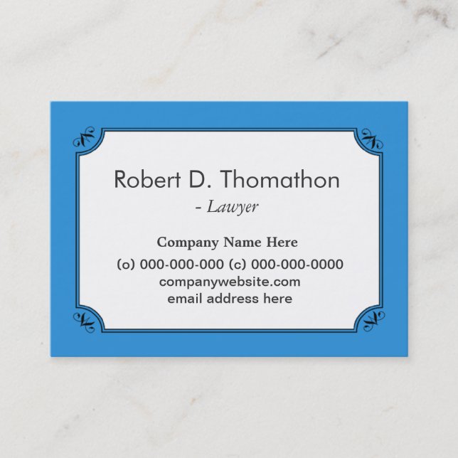 Elegant blue informative profile card (Front)