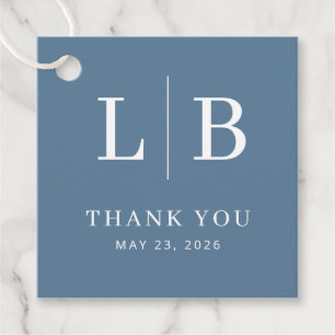 Elegant Blue Initials Favour Tags