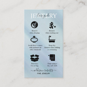 Elegant Blue Iridescent Holographi Jewelry Care    Business Card