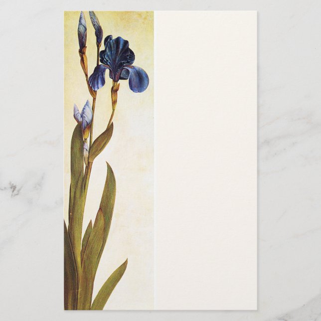 ELEGANT BLUE IRIS Floral Stationery (Front)
