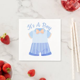 Elegant Blue It's A Boy Baby Shower Napkin