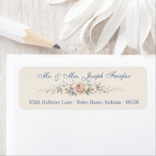 Elegant Blue Ivory Floral Personalised