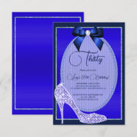 Elegant Blue Jewel Bow & Stiletto Birthday