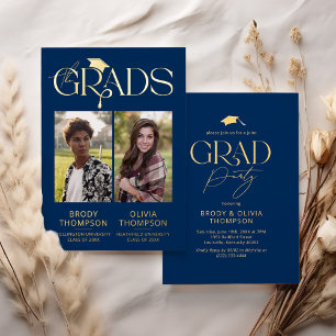 Elegant Blue Joint Graduation Party Photo