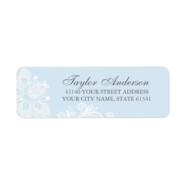 Elegant Blue Lace Return Address Label (Front)