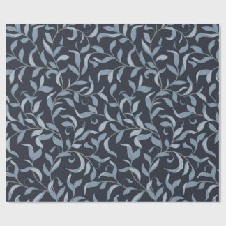 Elegant Blue Leaf William Morris Inspired Wrapping Paper