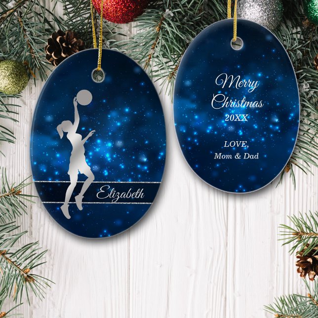 Elegant Blue Lights Glitter Basketball Player Ceramic Tree Decoration (Creator Uploaded)