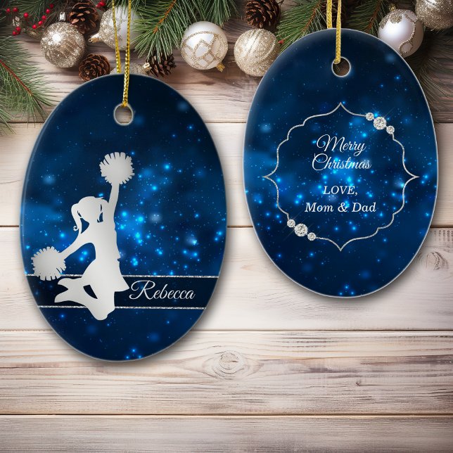 Elegant Blue Lights Silver Cheer Leader Ceramic Tree Decoration (Creator Uploaded)
