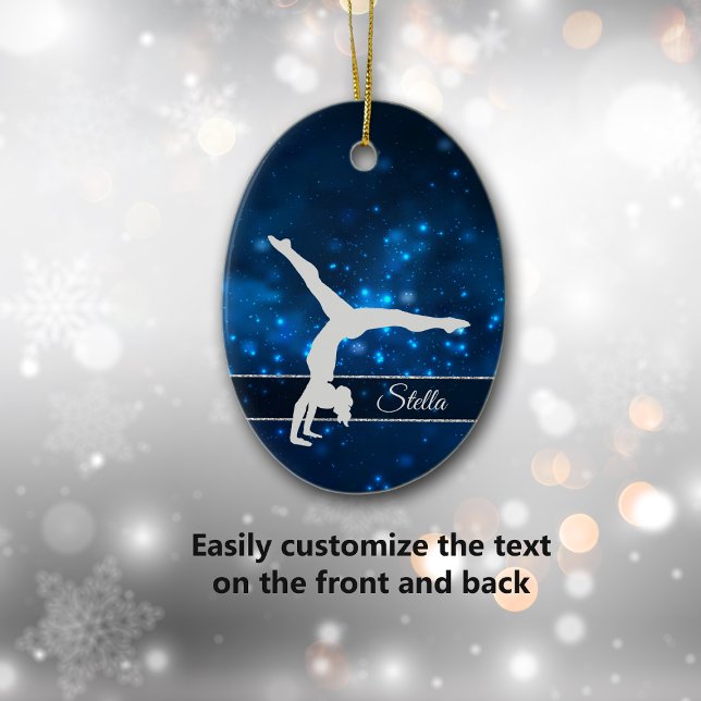 Elegant Blue Lights Silver Gymnast Ceramic Tree Decoration (Creator Uploaded)