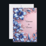 Elegant Blue Lilies Pearl Floral Wedding Luxury 💙 Invitation<br><div class="desc">Elegant Blue Lilies Pearl Floral Wedding Invitation Soft Pink Luxury Design 💙🌸✨ Description Celebrate your special day with this elegant wedding invitation design featuring vibrant blue lilies, delicate branches, and luminous pearls 💙🌸 Set against a soft pink background, this luxurious floral composition creates a romantic and sophisticated atmosphere, perfect for...</div>