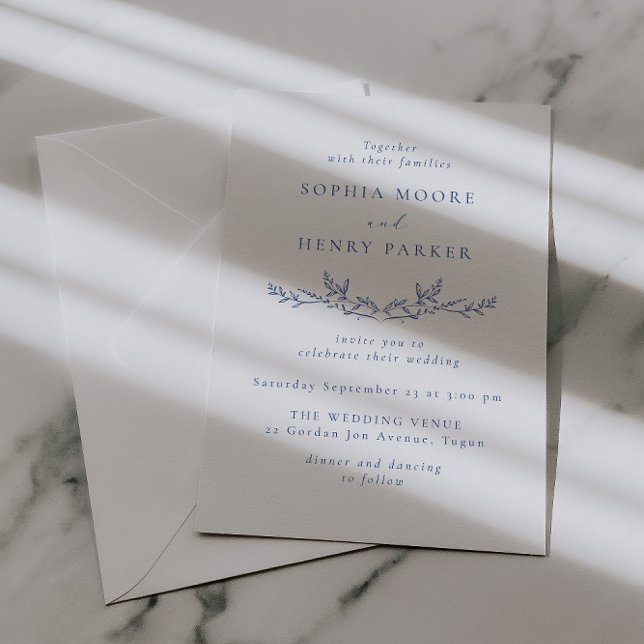 Elegant Blue Line Art Wedding Invitation (Creator Uploaded)