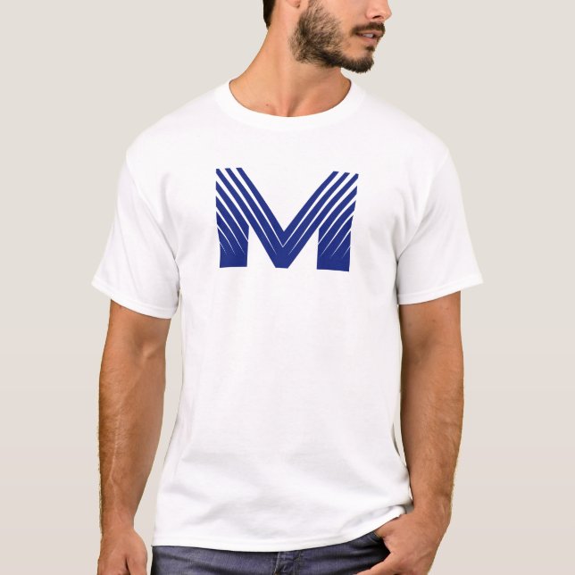 Elegant Blue Line Letter M  T-Shirt (Front)