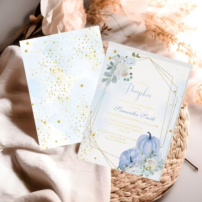 Elegant Blue Little Pumpkin Boy Baby Shower (Creator Uploaded)