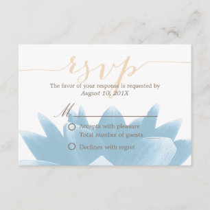 Elegant Blue Lotus Floral Wedding RSVP Rsponse