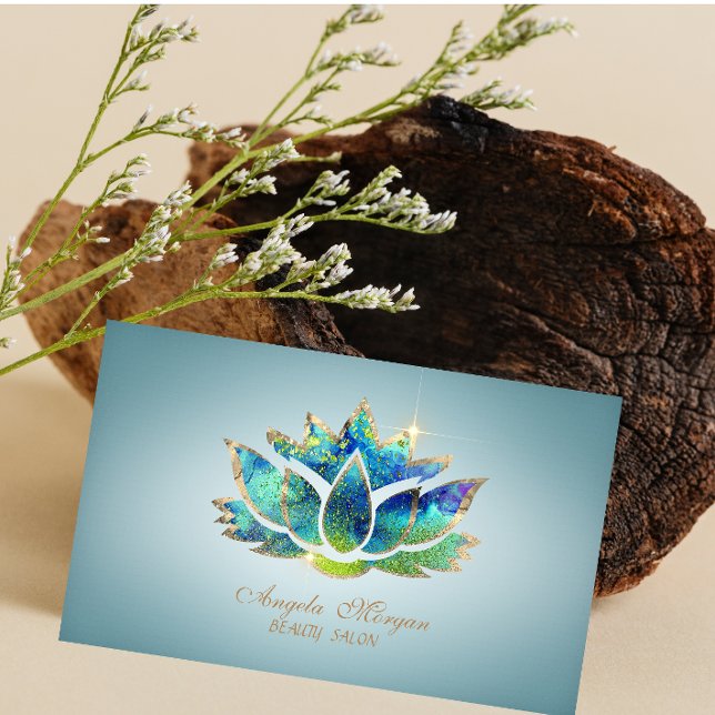 Elegant Blue Lotus Flower Business Card (Creator Uploaded)