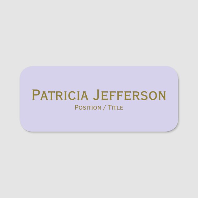 Elegant Blue- Magenta Purple & Gold: Professional Name Tag (Front)