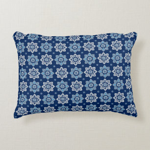 Elegant Blue Mandala Floral Pattern Decorative Cushion