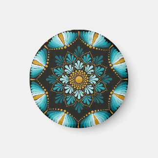 Elegant Blue Mandala | Sacred Geometry Boho | Zen Magnet