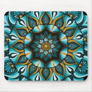 Elegant Blue Mandala Sacred Geometry Boho Zen Mouse Pad