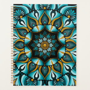 Elegant Blue Mandala   Sacred Geometry Boho   Zen Planner