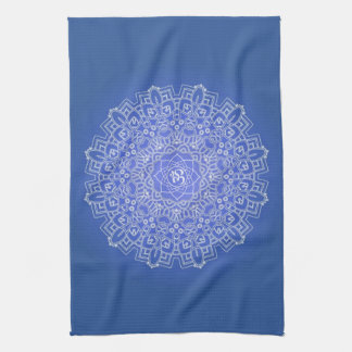 Elegant Blue Mandala with OM Tea Towel