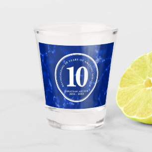 Elegant Blue Marble 10 Years Work Anniversary Shot Glass