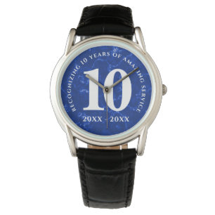 Elegant Blue Marble 10 Years Work Anniversary Watch