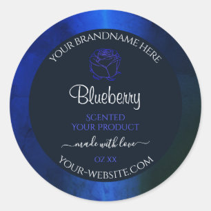 Elegant Blue Marble Pattern Floral Product Labels