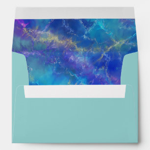 Elegant Blue Marble Pattern With Monogram Envelope