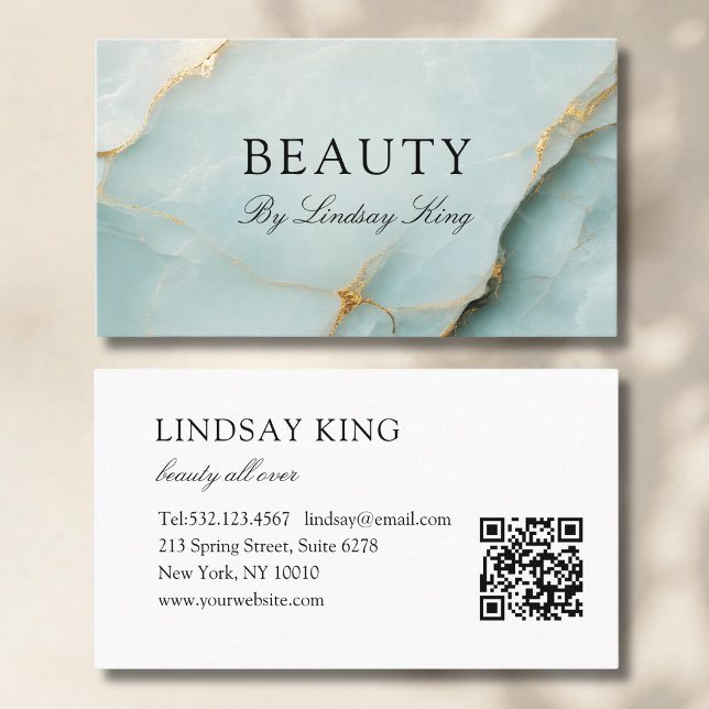Elegant Blue Marble QR Code Business Card (Elegant Blue Marble QR Code Business Card)