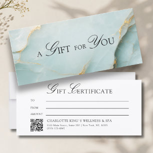 Elegant Blue Marble QR Code Gift Certificate